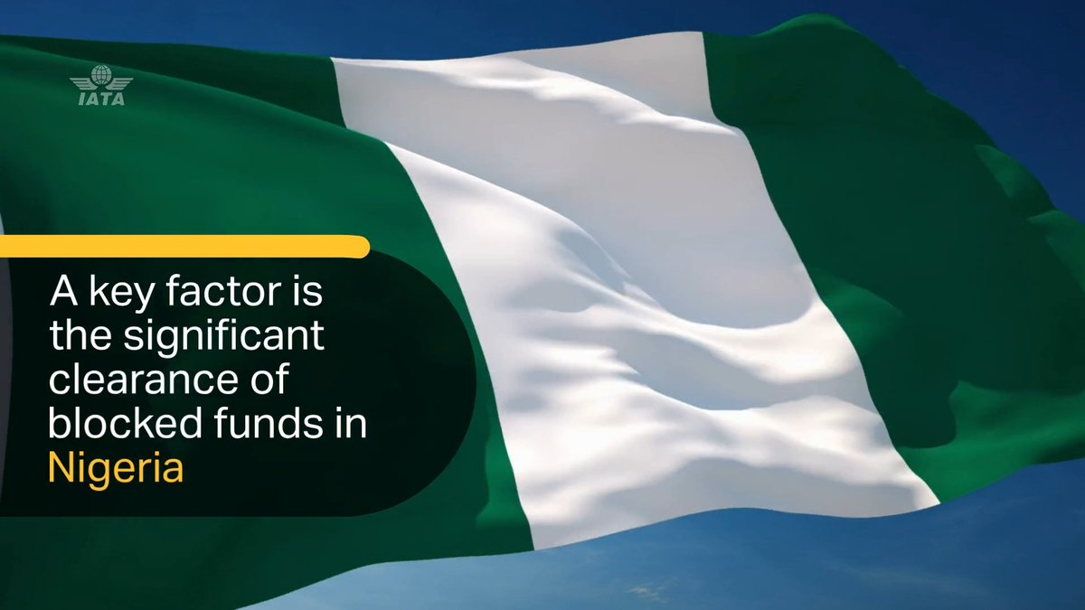 📈 Positive update: 28% decrease in ✈️ ✈️ funds blocked from repatriation by govts. The main driver of the reduction was a significant clearance of 💲 blocked in #Nigeria. The remaining amount is significant and must be urgently addressed ❗ #IATAAGM