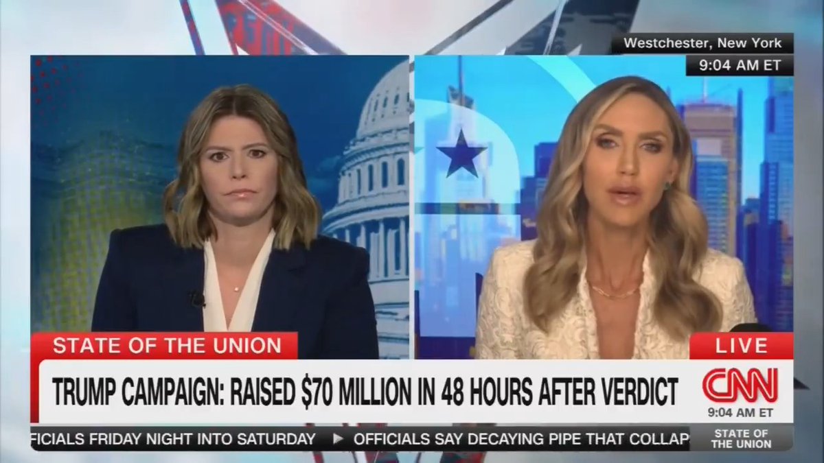 Hunt: This was a jury of regular Americans. Do you not trust them? Lara Trump: *refuses to answer* Hunt: I asked you about the jury specifically Trump: I’m not done Hunt: The jury had to be unanimous. I asked you about the jury Trump: *refuses to answer*