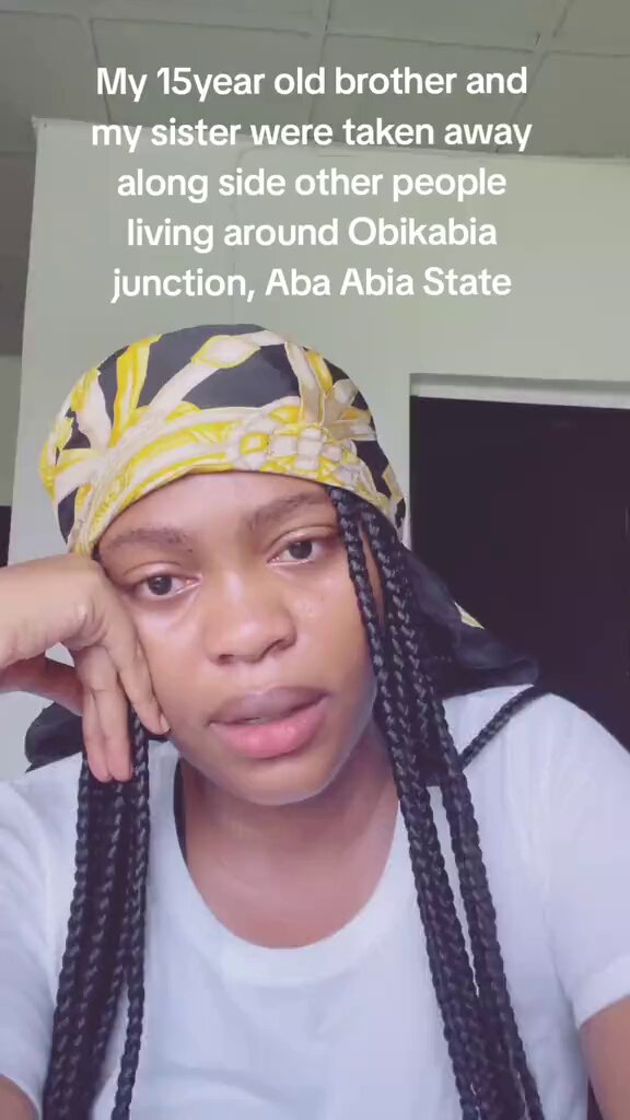 MILITARY TENSION IN ABA: “How Nigeria Soldiers Invaded My Home In Abia, Took Away My Teenage Siblings”.- Female Doctor Cries Out For Help Over The Abduction Of Her Siblings By Soldiers. Rose Agwu, has decried the invasion and illegal arrest of her siblings 15yr old brother and sister by Nigerian soldiers. Since The Deaths Of 5 Soldiers In ABA, there have been reports that Nigerian military has laid siege on Aba, the commercial nerve centre of Abia state, hounding and disappearing innocent residents in their hundreds. Below Is Her Full Statement: She stated, “Around 5am in the morning, the Nigerian Army invaded my house, broke the gate and our door, and took my 15-year-old brother and my sister, who had just come home, away, leaving only my aged father. Till now, they have not been released. We are still trying to locate them. Please help us ask the Nigerian Army the logical reason behind this and how they can account for all the people they took and their plans for them. I don’t want to hear stories, please. This is how people go missing and get killed. Please release my siblings, they know nothing about the shooting or unknown gunmen, please.” Lamenting the illegal and abuse of the innocent by the Nigerian military, she said the vow by the Defence Headquarters to fiercely crush them shouldn't be targeted at the innocent. According to her, her minor siblings are still custody in violation of their human rights without knowing where they are, even as she noted that June 1 was her sister’s birthday. She further explained: “At exactly this time 5 am yesterday while I was at the hospital running my Accident and Emergency shift and saving lives, the Nigerian army broke into my home, forced my 72-year-old father to sit in an unhealthy position while they took away my 15-year-old brother and sister. Till now my siblings have not been returned home. My family has been in panic and living in fear. The doors and gates were broken, no arrest warrant was shown, no official statement as to why they took my minor sibling or sister. This is not how justice is served! Children are experiencing something traumatic even to a grown adult. How will my siblings recover from this assault and abuse of their human rights? Today, June 1, is my sister’s birthday and she’s in Army custody for a crime she knows nothing about. My sister is unproblematic. My family has no relation to the crisis going on in the country. We are law-abiding citizens and mind our business but here we are. It’s my sister’s birthday today! A very traumatic birthday indeed. She’s being held by the Nigerian army who, without intelligence information, moved around arresting innocent law-abiding citizens living around where the attack on soldiers happened,” she stated.