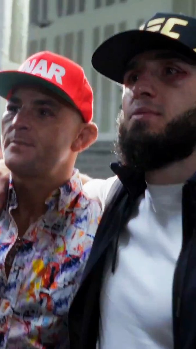 Two warriors! 👏 Islam Makhachev and Dustin Poirier with so much respect backstage after #UFC302!
