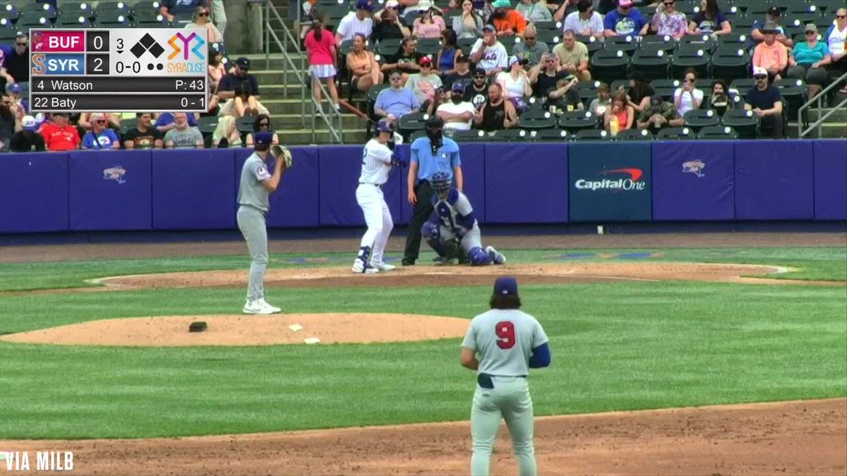 105 mph off the bat, 416 feet to deep center for Brett Baty in Syracuse!