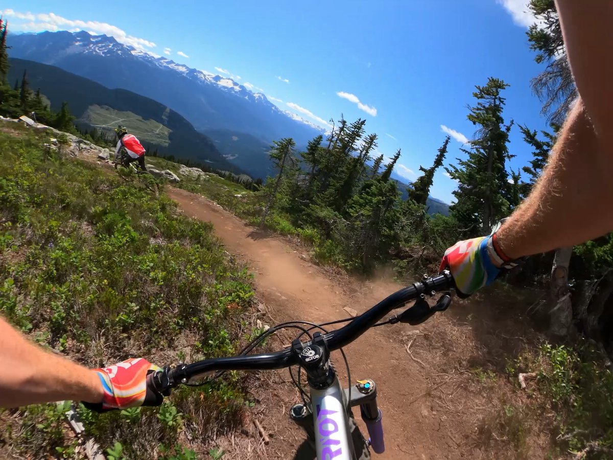 Its #WorldBicycleDay, time to get after it with #GoProAthletes sam pilgrim + Brendan Fairclough in Whistler, BC 🚵 Shot on #GoProHERO12 Black + Max Lens Mod 2.0. #GoProMTB #GoProPOV #Bike #MTB #MountainBike #Whistler