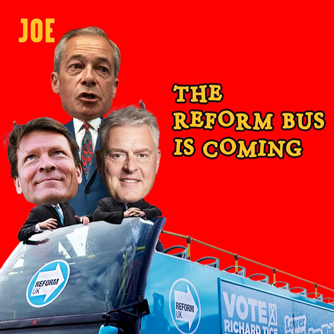 The Reform bus has got a new driver. Nigel Farage is standing for election in Clacton.