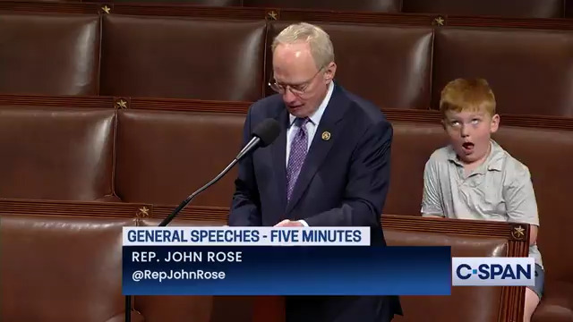 A child on the House floor while @repjohnrose delivers remarks.