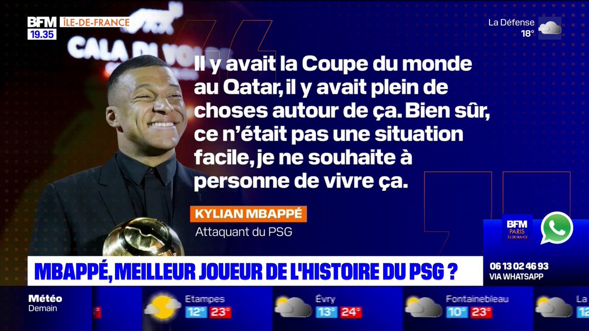 Voilà mon avis sur Kylian Mbappé "le meilleur joueur de l’histoire du PSG" chez les amis de BFM Paris Île-de-France (Et oui, il n’a qu’1 saison et demi en LDC avec le PSG où il aura été décisif ➡️ 2021 + 2022)