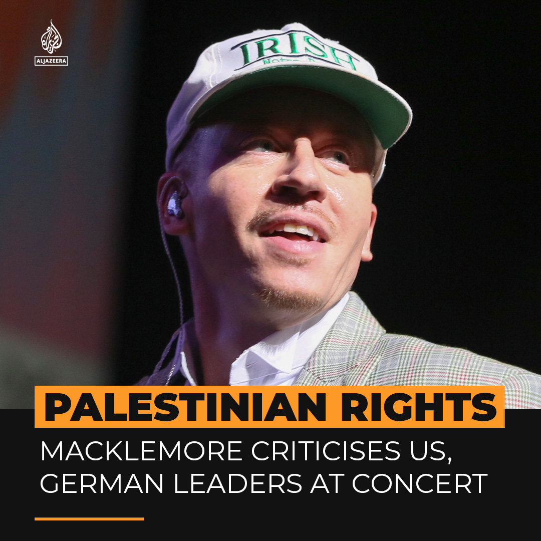 US rapper Macklemore invoked the memory of the Holocaust on-stage in Germany in a defence of Palestinian rights amid Israel's war on Gaza.