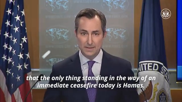 The world should know, the Palestinian people should know that the only thing standing in the way of an immediate ceasefire today is Hamas.