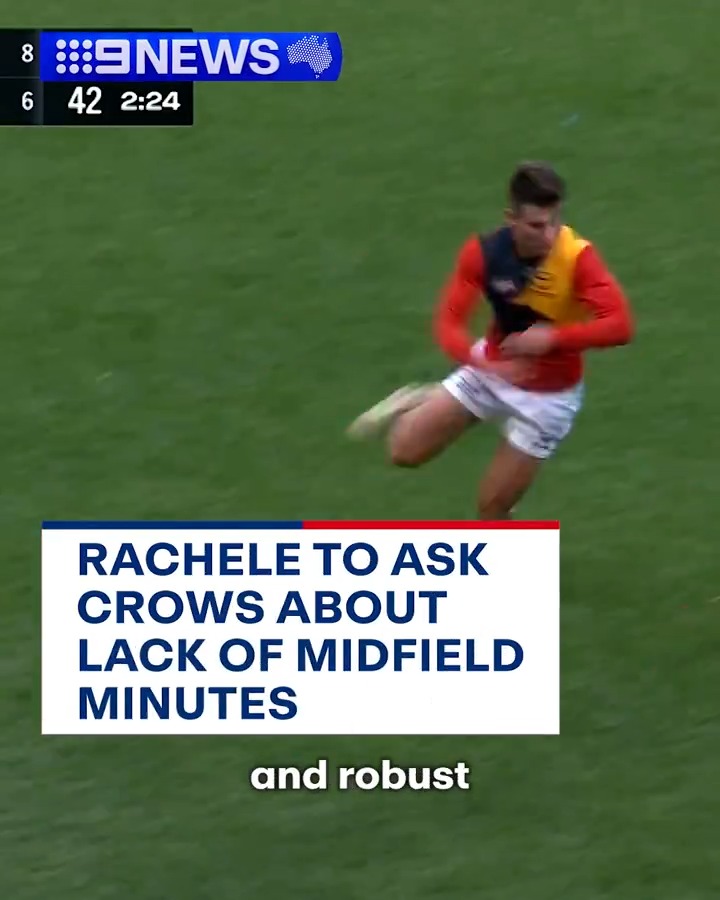 Crows young gun Josh Rachele is set to ask questions about his midfield minutes after only being used in two centre bounces in Saturday’s loss to Hawthorn. #9News