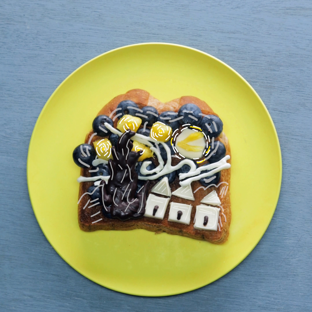 【パンde絵画】ゴッホの星月夜トースト⭐️🍞 / Toast Art: The Starry Night #tastyjapan