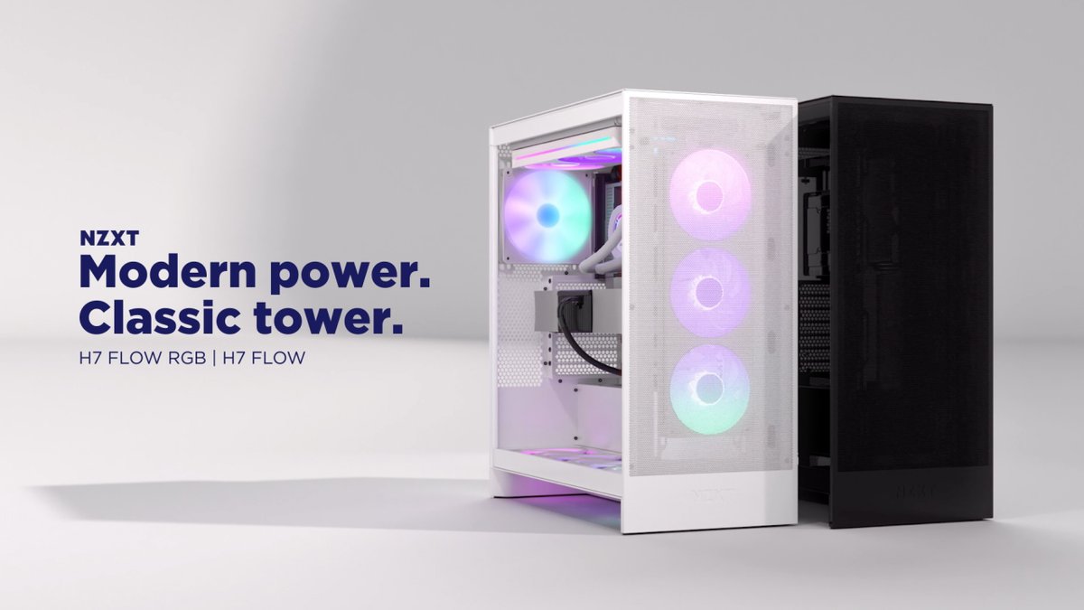 Meet the all-new NZXT H7 Flow Case! Featuring: • Vertical PSU layout • 3 included front-mounted fans • Bottom-mounted cooling support • Capability for up to 420mm radiators • RGB with single-frame fans available! Learn more at