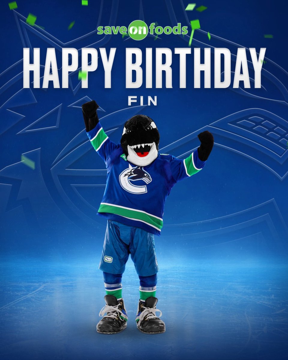 Join us in wishing our mascot FIN a happy birthday! 🥳 Save-On-Foods | #Canucks
