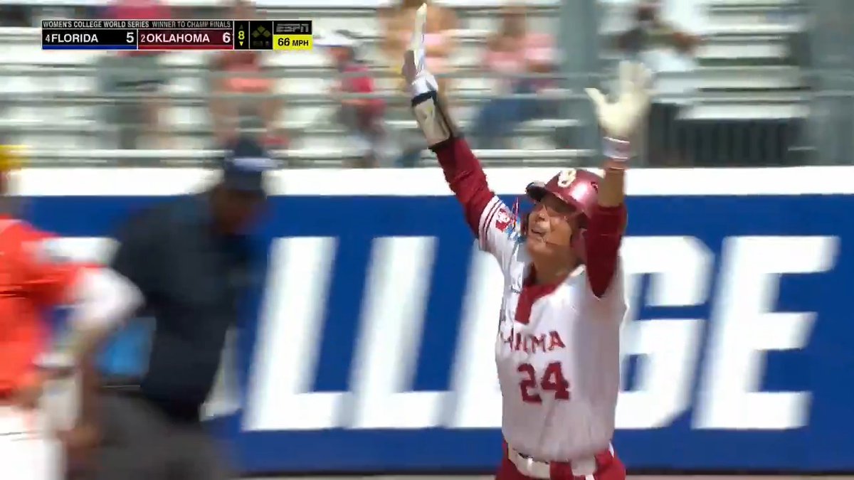OKLAHOMA WALKOFF HR TO ADVANCE TO THE CHAMPIONSHIP SERIES 🔥🔥🔥 Sooners want that FOUR-PEAT 🏆 #WCWS (via NCAA Softball)