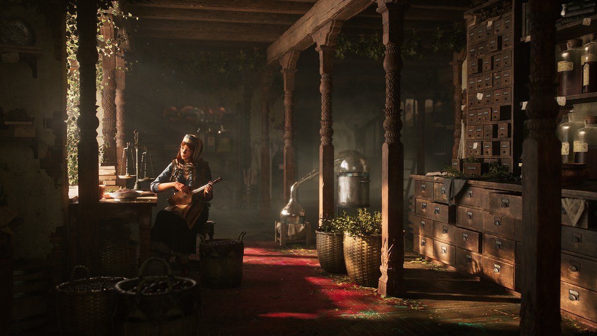 The Potion Shop is a game-ready 3D environment optimized for real-time and rendered in UE5.3 🏪 3D Environment Artist Felix Riehle created everything from scratch apart from the foliage and the lady sitting in the scene, who was created by Character Artist Ilias Morscher.
