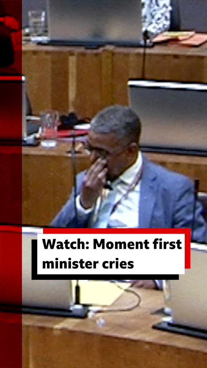 Watch as First Minister Vaughan Gething cries in the Senedd ahead of a no-confidence vote he is set to lose Follow live updates: