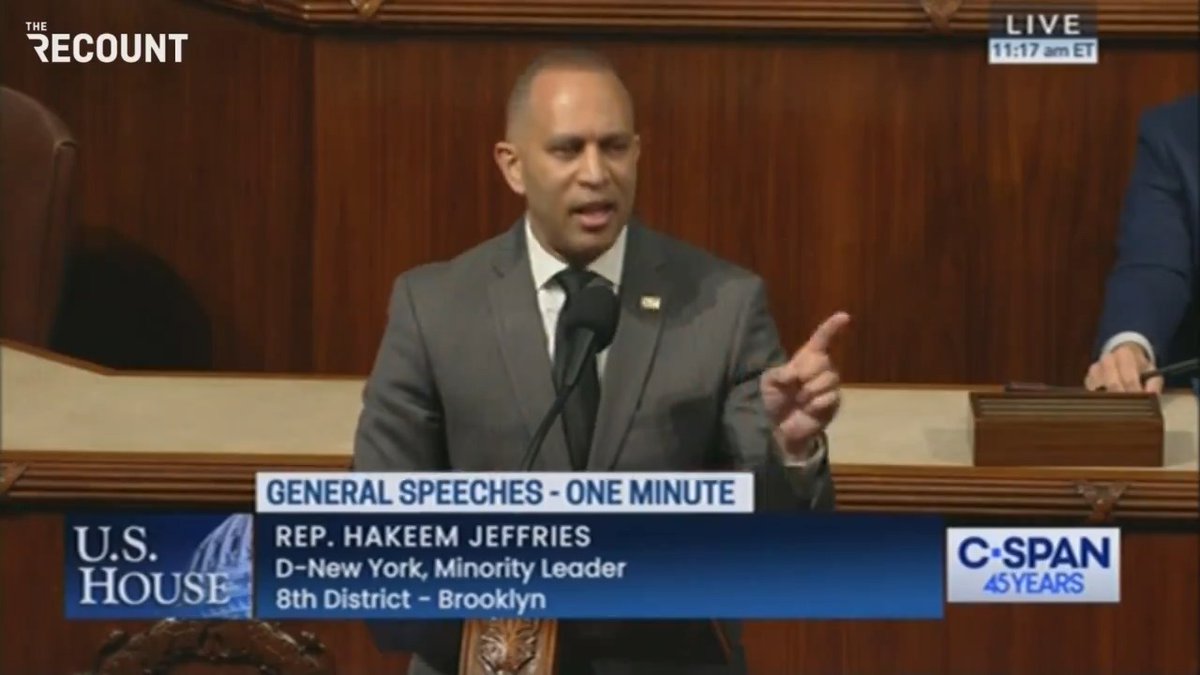 BREAKING: Hakeem Jeffries SLAMS Trump VP contender Byron Donalds on the House floor for making the absurd claim that Black people were better off during Jim Crow. MAGA is REELING from this epic takedown. Retweet so all Americans see.