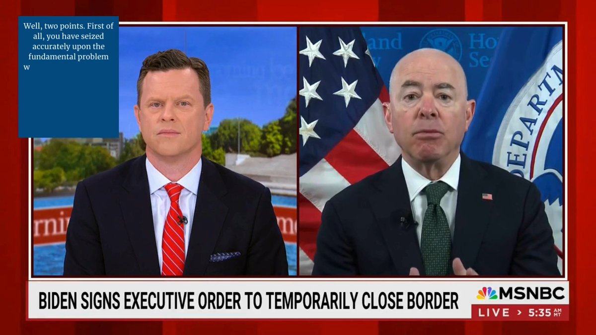 Only Congress can provide an enduring solution to our broken immigration system, which is legislation. President Donald J. Trump has taken action within his lawful authorities to address high border encounters. ARCHIVED: Secretary Alejandro Mayorkas joined MSNBC to discuss ⤵️