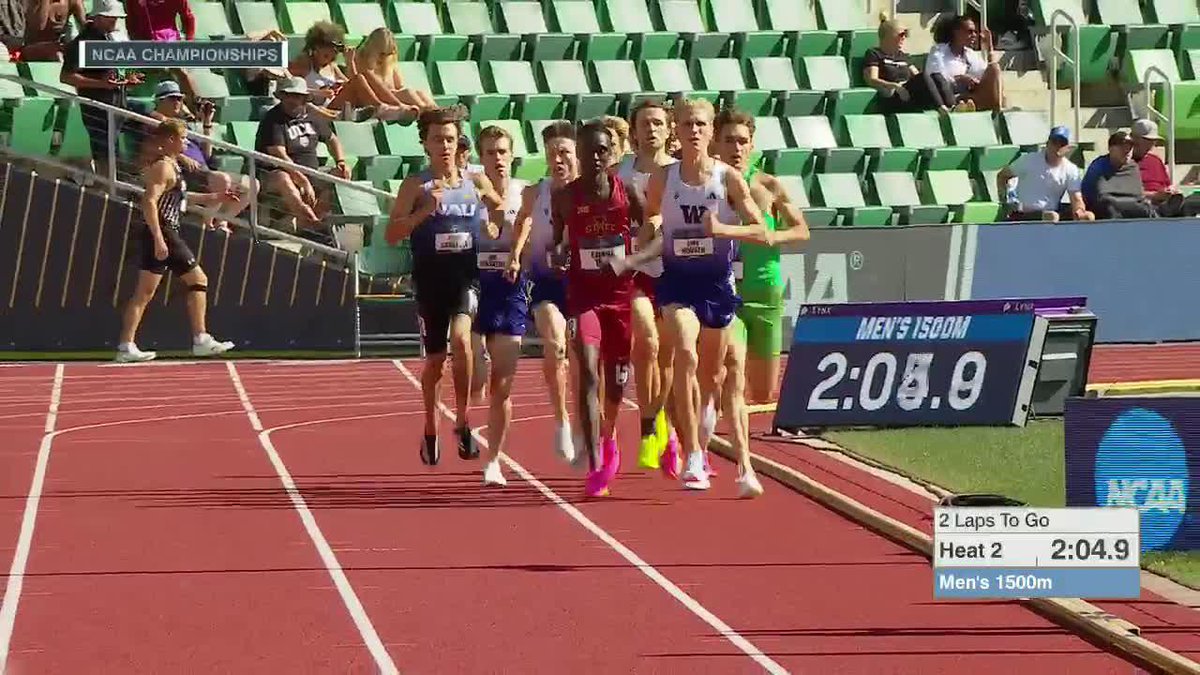 BIG close on home turf for oregontf’s Elliott Cook to lead all men’s 1,500m qualifiers from the prelims 🦆 #NCAATF