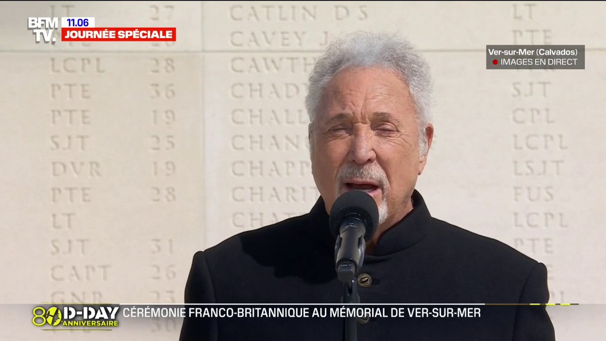 Tom Jones sings ‘I Won’t Crumble With You, If You Fall’ in Normandy this morning. #DDay