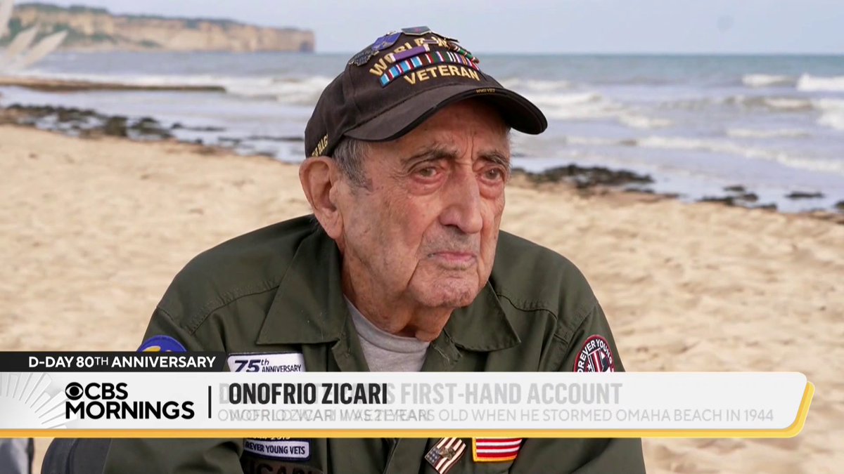 At age 21, Onofrio Zicari was one of more than 150,000 American and Allied troops storming the beaches of Normandy on D-Day. Now 101, Zicari told Tony Dokoupil what it was like to live through it — and shared what he hopes people remember: “What war brings — nothing but misery.”