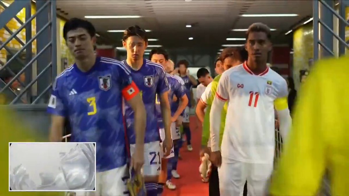 🏆FIFA #ワールドカップ 26アジア2次予選 兼 AFC #アジアカップ サウジアラビア2027予選 🇯🇵 #サッカー日本代表 vs ミャンマー🇲🇲 選手たちがピッチに登場🏟 地上波 #日テレ 系＆TVerで只今放送中❗ ※一部地域除く ▶ #夢への勇気を #jfa #daihyo #サッカー日本代表