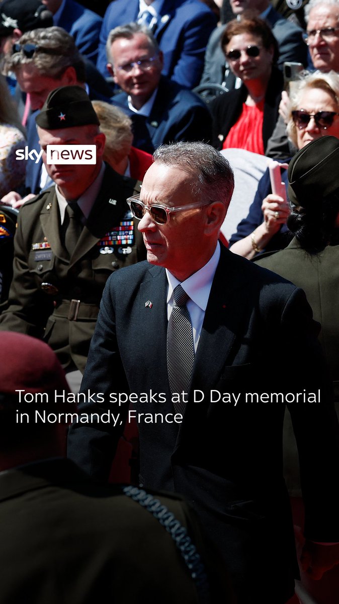 Hollywood actor Tom Hanks attended a D Day memorial service in Normandy, France. He says 'were it not for their choice 80 years ago you and I would not be standing here right now'. Watch below ⏬