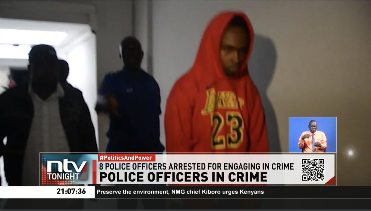 Police Officers In Crime: Eight police officers have been arrested in the past 24 hours for engaging robbery with violence and other crimes. One of the officers is among those who arrested 19-year-old Ian Njoroge in the Kasarani incident. #NTVTonight Ben Kitili NginaKirori