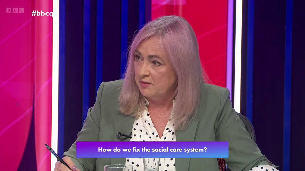 "If we don't have immigrants in the here and now…people will die at home, neglected" Plaid Cymru's Liz Saville Roberts says immigrant workers are the backbone of social care, adding that the way the issue is used in politics is "doing our society damage" #bbcqt