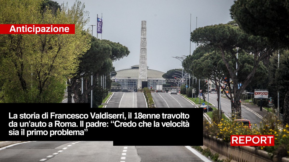Il 19 ottobre 2022 Francesco Valdiserri, 18 anni, viene travolto da un'auto sulla Colombo a Roma, mentre cammina sul marciapiede. Muore sul colpo. Alla guida c'è una 23enne: risulterà positiva all’alcol test. #Report ha intervistato il padre del ragazzo. Domenica, 20.55, #Rai3 👇