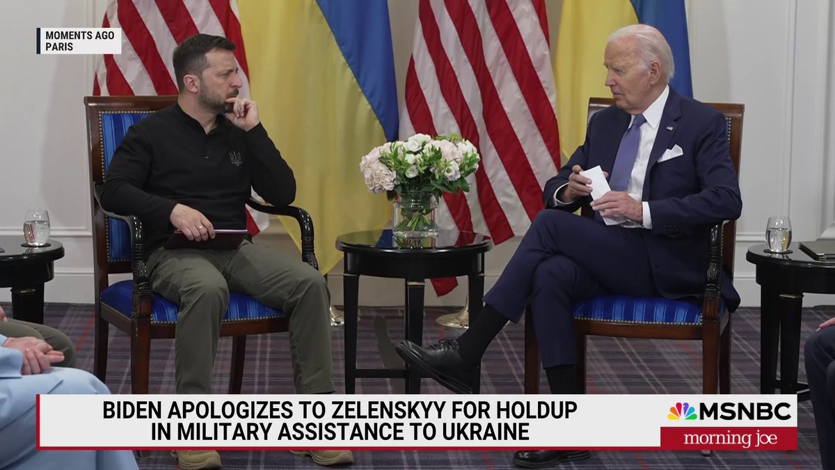 BREAKING: President Biden apologizes to Zelenskyy for holdup in military assistance to Ukraine and tells him "we're still in."