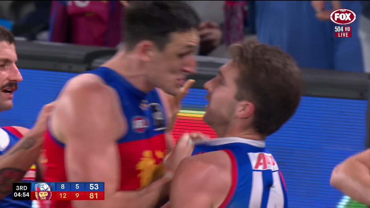 Dogs fans erupt after just their 6th free kick of the night - Brisbane have had 20 - plus a 50 earns them a much-needed goal. 📺 Watch #AFLDogsLions LIVE on ch. 504 or stream on Kayo: ✍️ BLOG 🔢 MATCH CENTRE