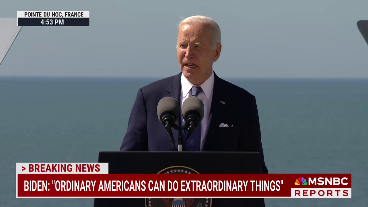 "They're asking us to do our job. To protect freedom in our time, to defend democracy, to stand up to aggression abroad and at home. To be part of something bigger than ourselves." WATCH: President gives speech on defending democracy at D-Day site in France.