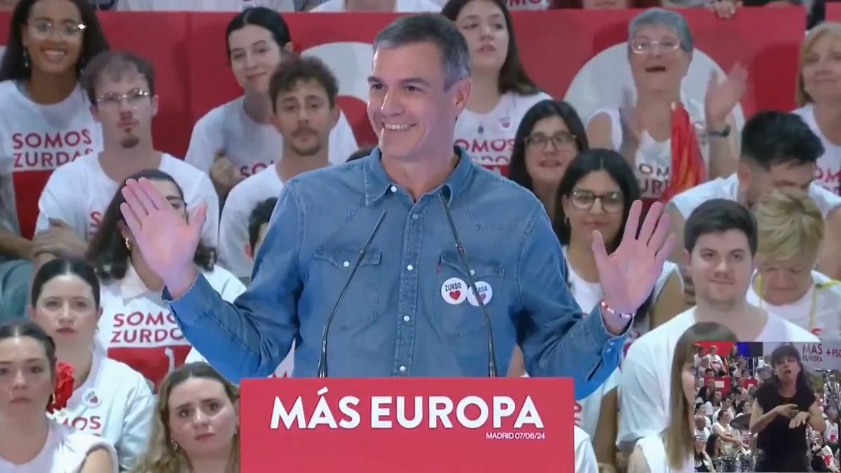 Feijóo empezó diciendo que iba a arrasar en las elecciones, ahora dice que este partido lo van a empatar. ¡Pero lo van a perder! Porque los zurdos y las zurdas vamos a votar al PSOE para frenar a la ultraderecha, en España y en Europa. Para defender a EUROPA.