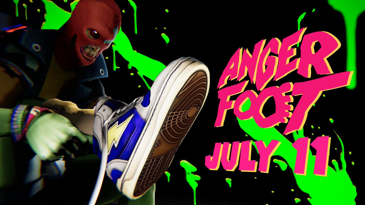 Anger Foot leaves behind a smoldering trail of shattered doors, broken bones, and crumpled energy drinks on July 11! Wishlist now on Steam and prepare for @FreeLives most full throttle game ever.