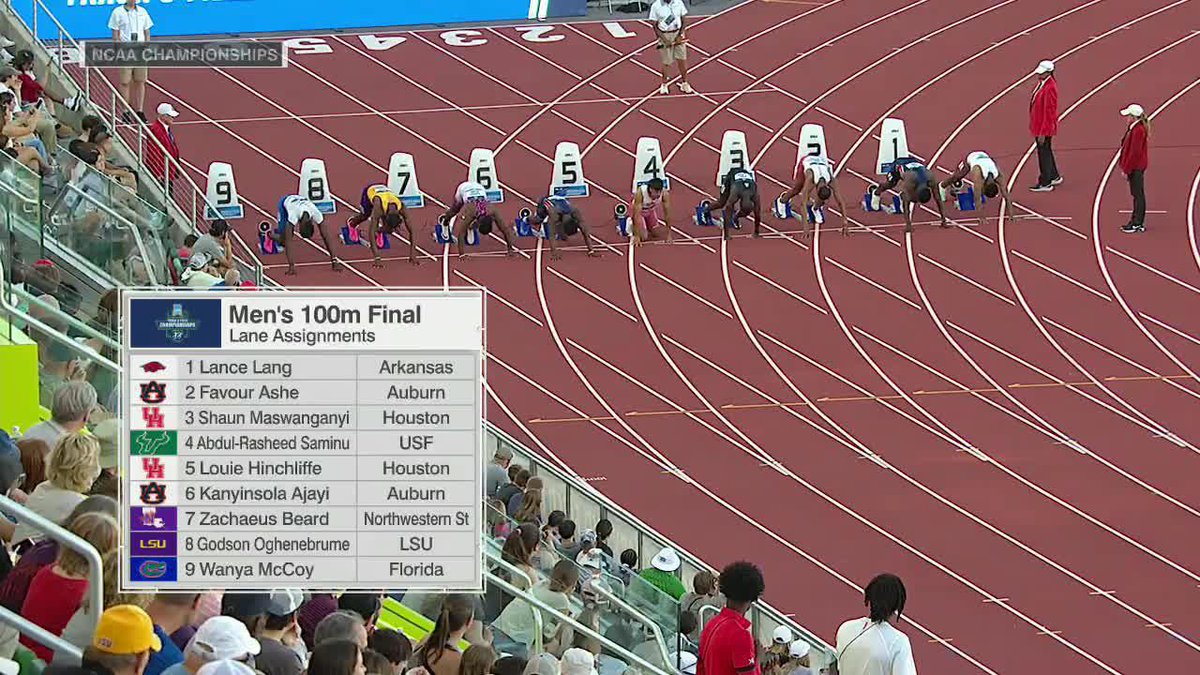 9.95!!!! Louie Hinchliffe wins the 2024 100 M title!! 🏆 💻 ESPN+ #NCAATF x #HTownSpeedCity