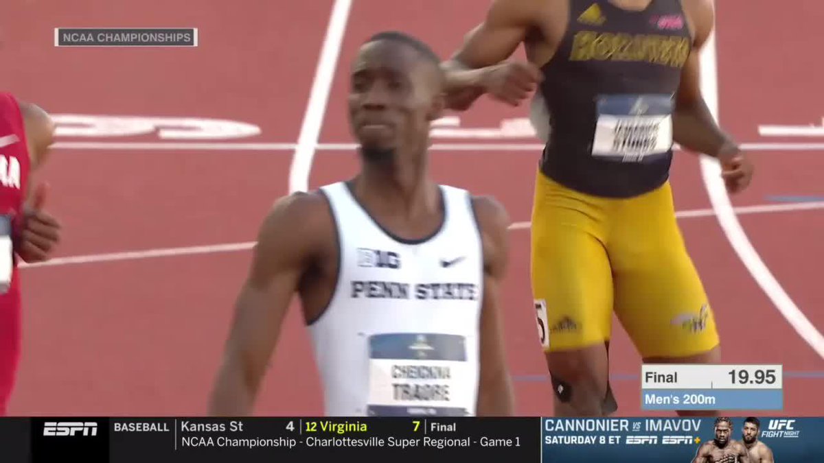 19.95 FOR THE NCAA 200-METER TITLE Cheickna Traore 🇨🇮, take a bow🐐 #WeAre | #PSUTF | #NCAATF