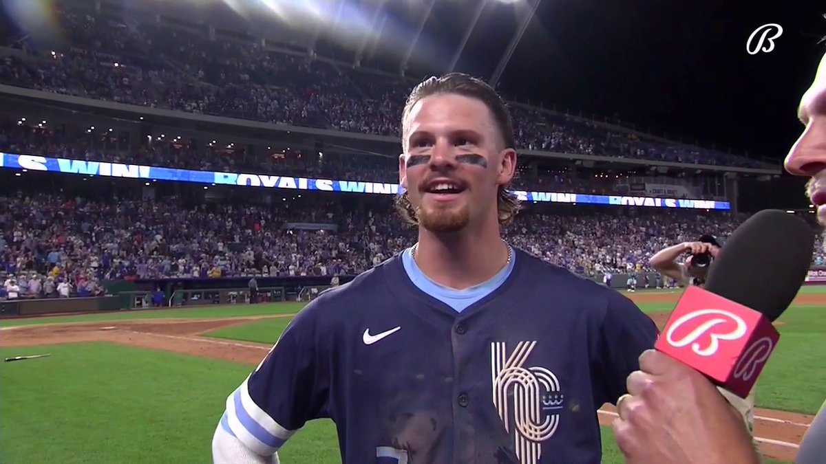Bobby soaks it all in after the #Royals walk-off win: "I don't know, what do y'all think? Pretty fun?" "We're just trying to bring back what they did a couple years ago. The fans are showing out, so we gotta show out for them."