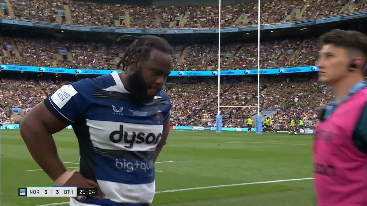 "I'm not considering that as mitigation" A nightmare for Bath Rugby. Beno Obano is off after a high tackle on Juarno Augustus! 🔴 #GallagherPrem | #GallagherPremFinal