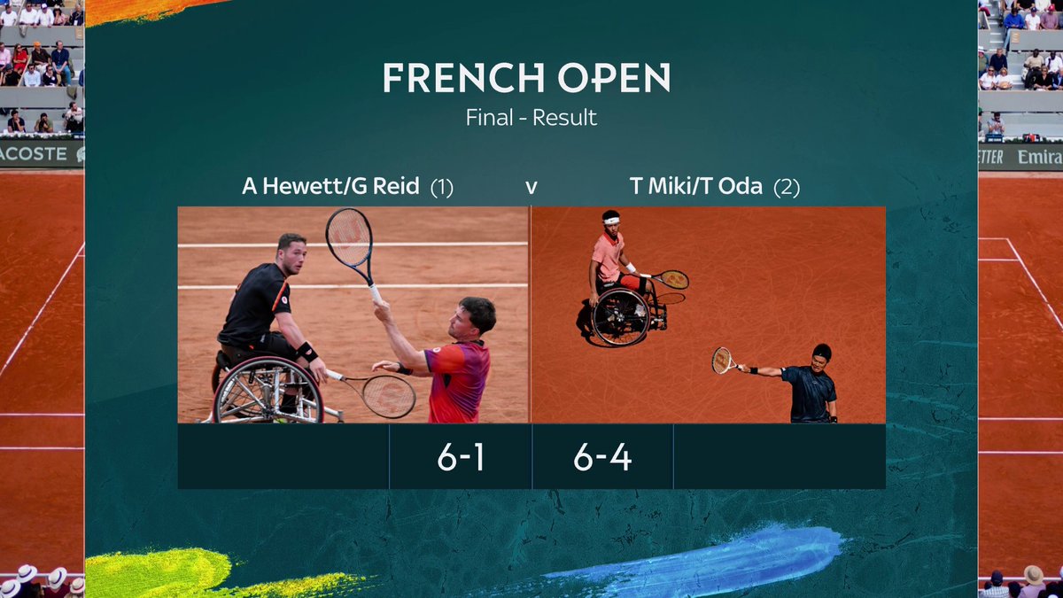 BREAKING: Britain's Alfie Hewett and Gordon Reid have won the men's wheelchair final at the French Open 🎾