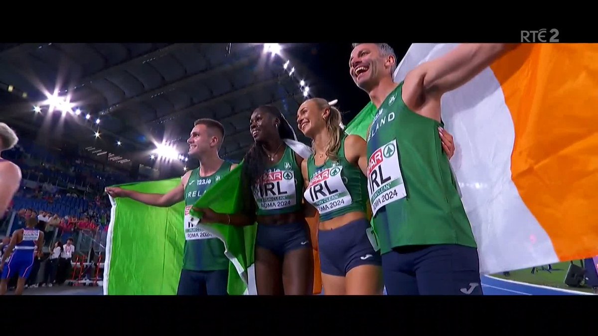 Props to RTÉ, this is superb. Relive Ireland winning European Gold in the Mixed 4x400m Relay last night ☘️🥇 Well worth the watch.