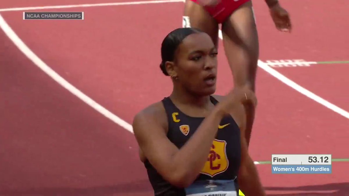 Jasmine Jones wins the Women's 400m Hurdles with a time of 53.15 👏 USC Track & Field / XC