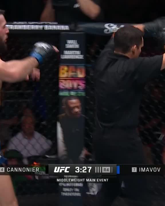 Relentless pressure from Nassourdine Imavov forces the ref to call the stoppage. #UFCLouisville