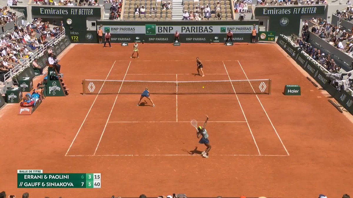 First time playing together, Grand Slam winners! Gauff/Siniakova reign in Paris as the women's doubles champions. #RolandGarros