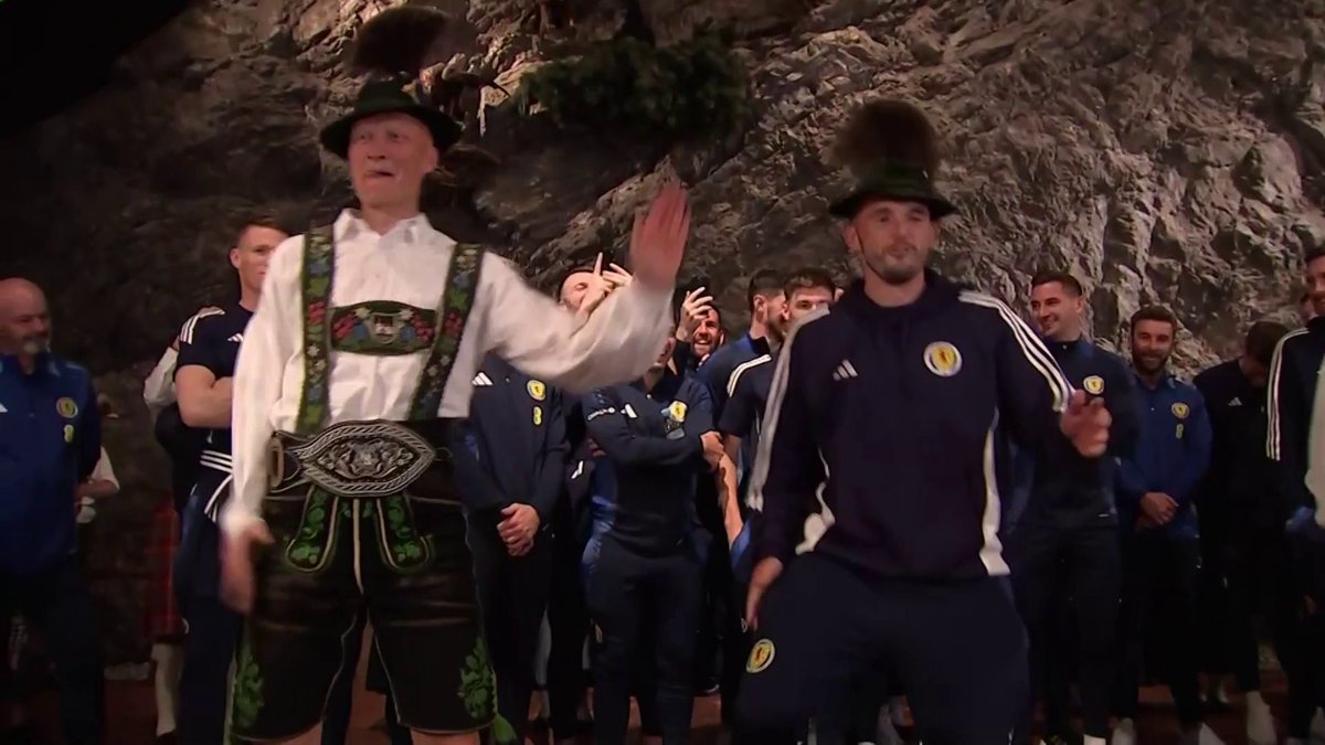John McGinn is getting involved with the dancing in Germany ahead of their first Euro 2024 game on Friday 🏴󠁧󠁢󠁳󠁣󠁴󠁿