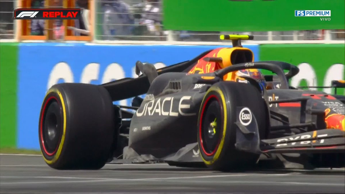 😰 Este fue el momento en el que Checo Pérez destrozó su alerón 🚨🇲🇽 #CanadianGP #F1xFSMX