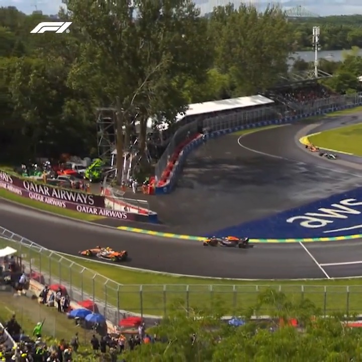 The pivotal moment of the race 😮 Drama as Lando Norris tries in vain to keep the lead #F1 #CanadianGP