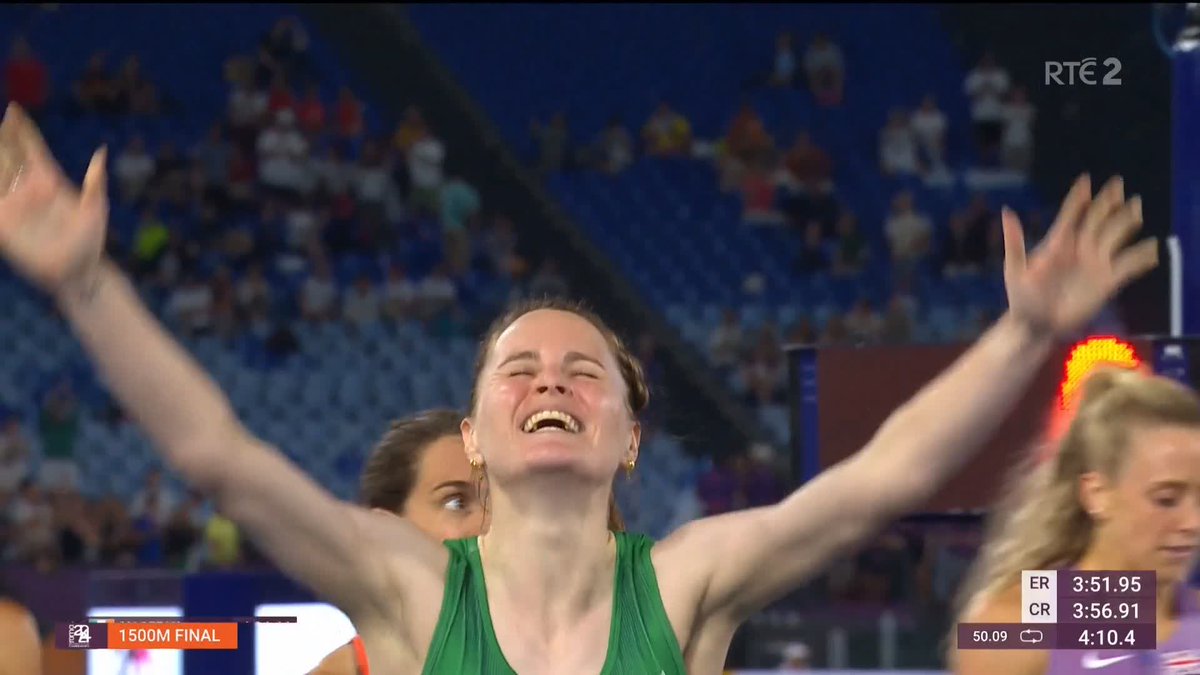 Gold 🥇 for Ciara Mageean in the women's 1500m final!!!☘️ #Roma2024 📺 Watch on RTÉ2 & RTÉ Player