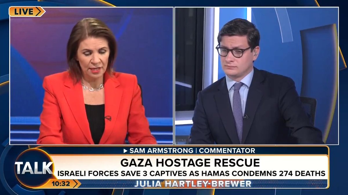 Julia Hartley-Brewer blasts those criticising the IDF for bloodshed while they rescued four hostages from the home of an Al-Jazeera journalist. Julia: "On what planet are you on?!" Sam: "It's a total disgrace how too many in the Western world have responded to this!" Julia Hartley-Brewer