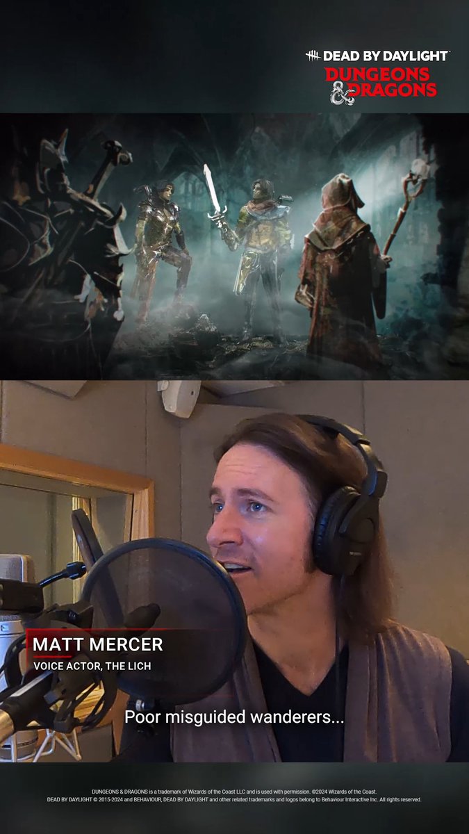 We're so grateful to Matthew Mercer for agreeing to voice The Lich in Dead by Daylight 🖤 Here's a behind the scenes look at the recording for the Chapter trailer 👀