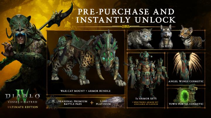 Hatred is coming. Be ready ⚔️ Pre-purchase the #VesselOfHatred Ultimate Edition today and instantly unlock an all-new War-Cat mount, 3 new pets, 5 new class armor sets, and a Hell of a lot more.