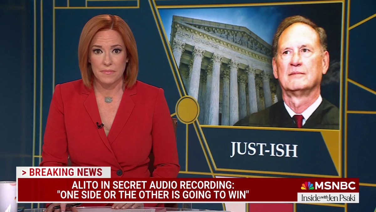 "While he's given us every reason to expect this from him, that doesn't mean it's something we should accept." Jen Psaki on secret tape revealing Justice Alito's candid views on politics